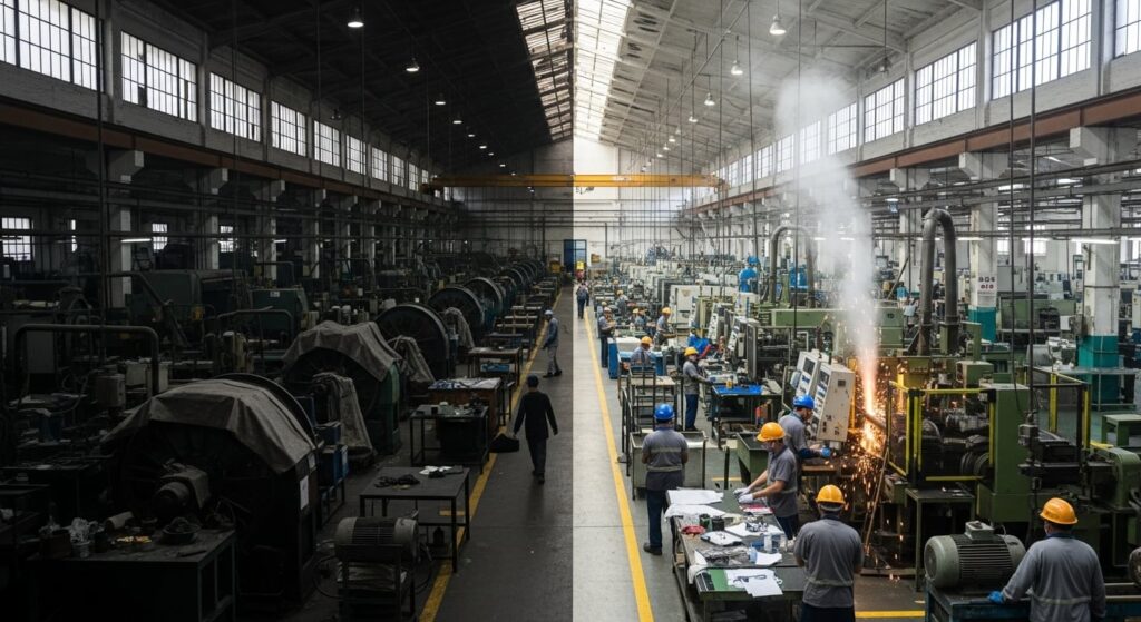 a media maquina las fabricas